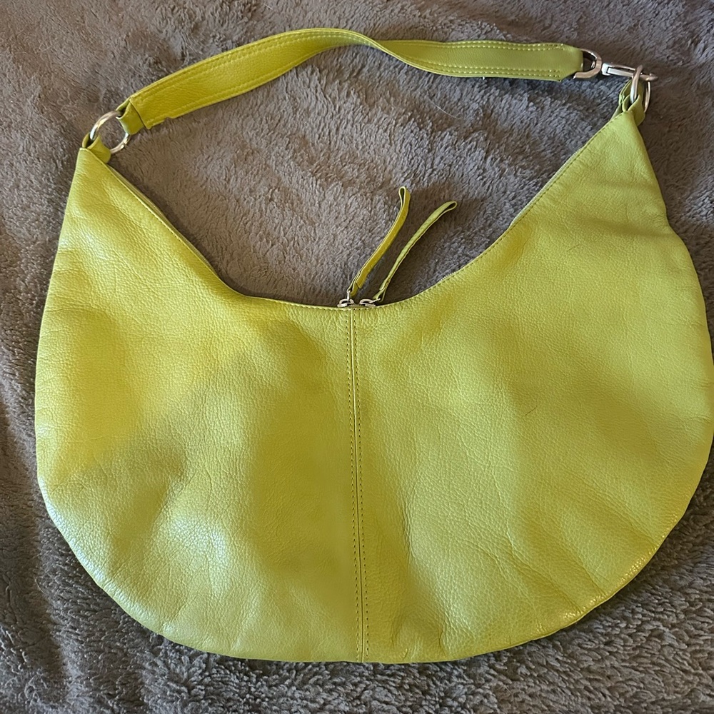 Avocado Green Hobo Leather Shoulder Bag